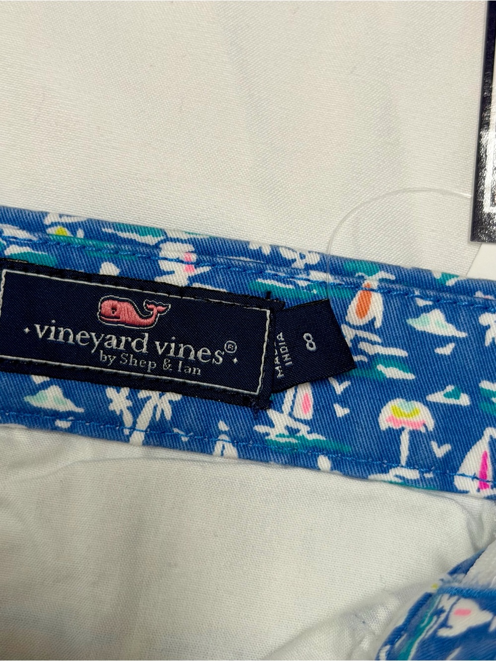 NWT Vineyard Vines Boys Breaker Shorts Blue Size 8 Blue Nautical Palm Tree - Picture 3 of 8